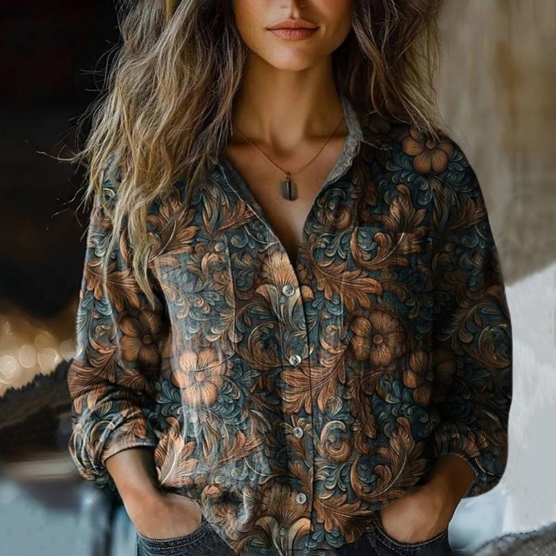 Chic Vintage Blouse with Beautiful Floral Pattern