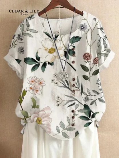 Ivy™ | Effortlessly Stylish Botanical Button-Up Blouse