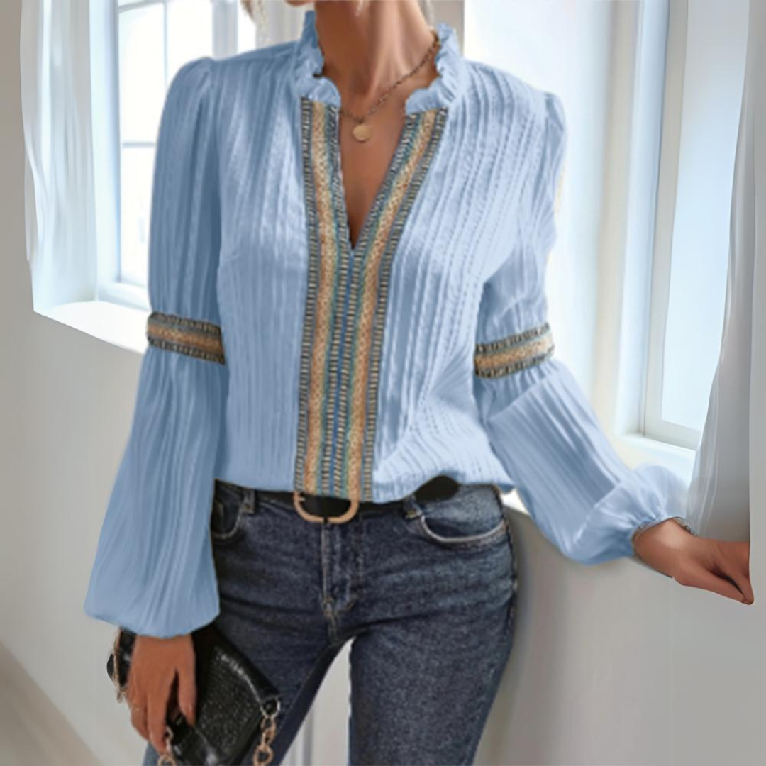 Hélène™ - Boho Chiffon Long Sleeve Blouse