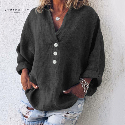 Sophia™ | Effortlessly Chic Cotton Blouse with Stylish Button Details