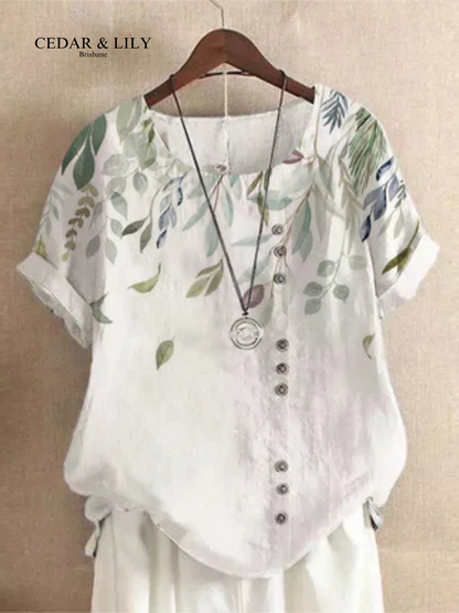 Ivy™ | Effortlessly Stylish Botanical Button-Up Blouse