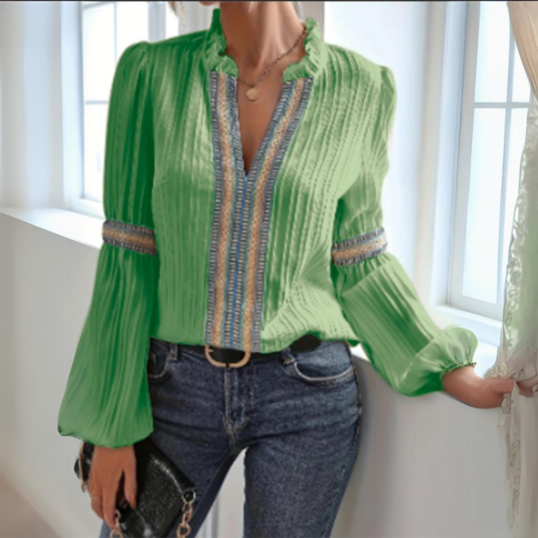 Hélène™ - Boho Chiffon Long Sleeve Blouse