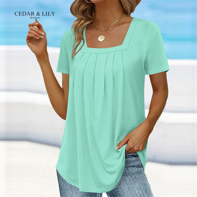 Giulia™ | Chic Pleated Square-Neck Top - Buy One, Get One FREE!