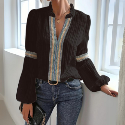 Hélène™ - Boho Chiffon Long Sleeve Blouse