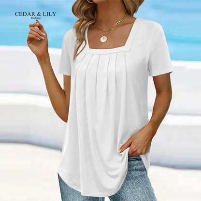 Giulia™ | Chic Pleated Square-Neck Top - Buy One, Get One FREE!