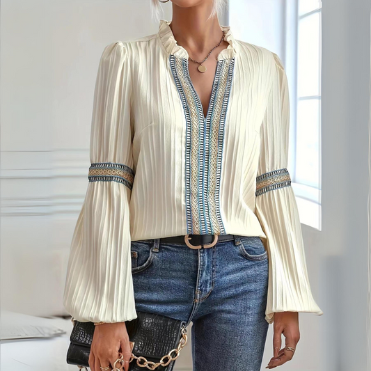 Hélène™ - Boho Chiffon Long Sleeve Blouse