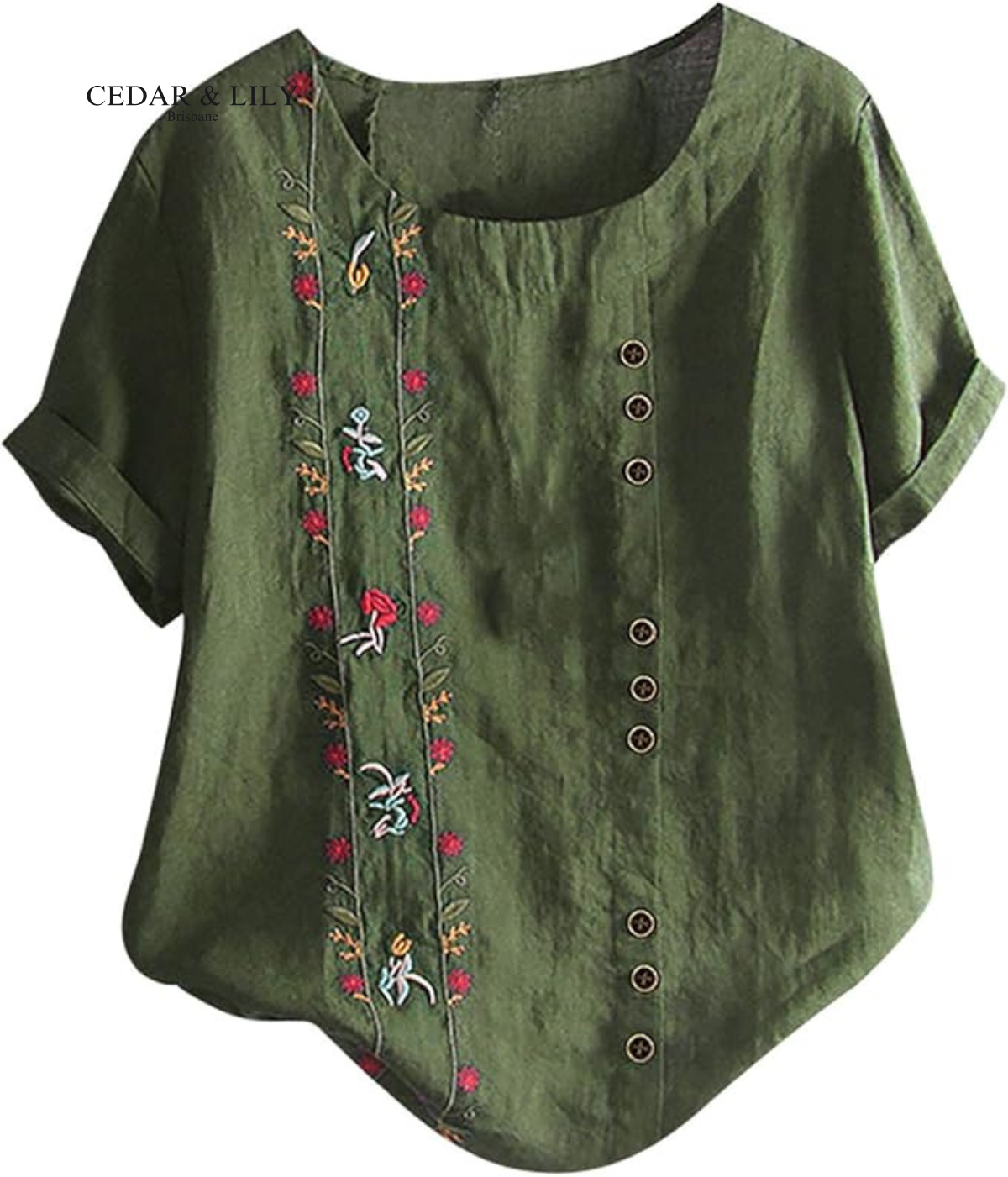 Olivia™ | Chic Embroidered Top with Stylish Button Accents