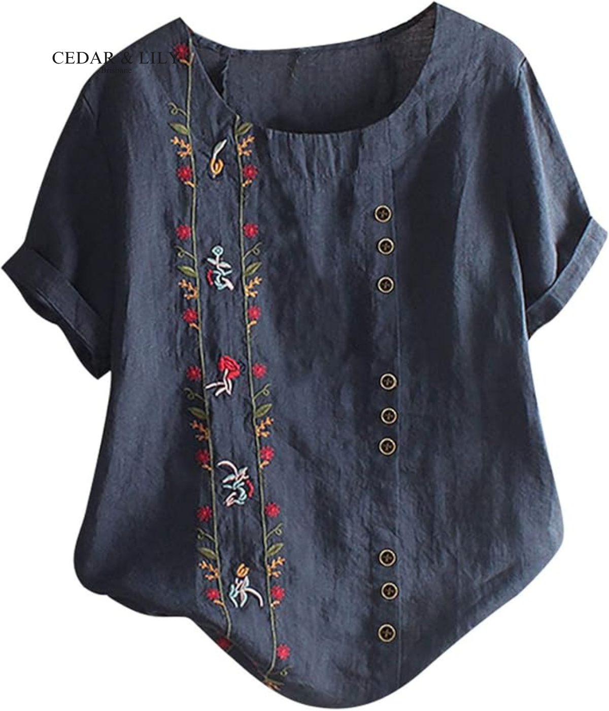 Olivia™ | Chic Embroidered Top with Stylish Button Accents