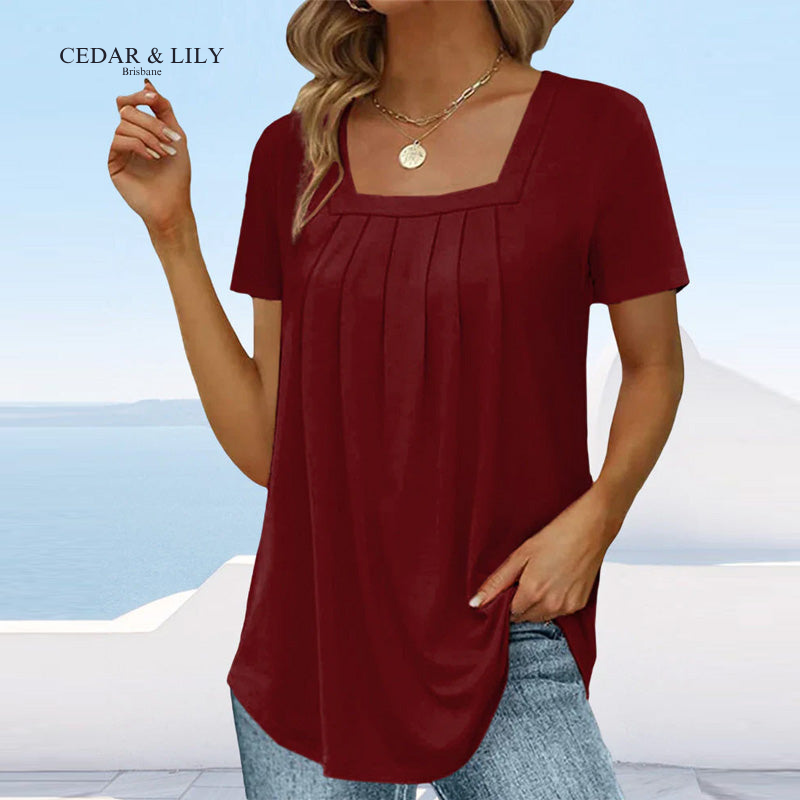 Giulia™ | Chic Pleated Square-Neck Top - Buy One, Get One FREE!