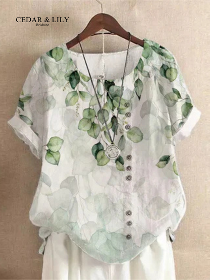 Ivy™ | Effortlessly Stylish Botanical Button-Up Blouse