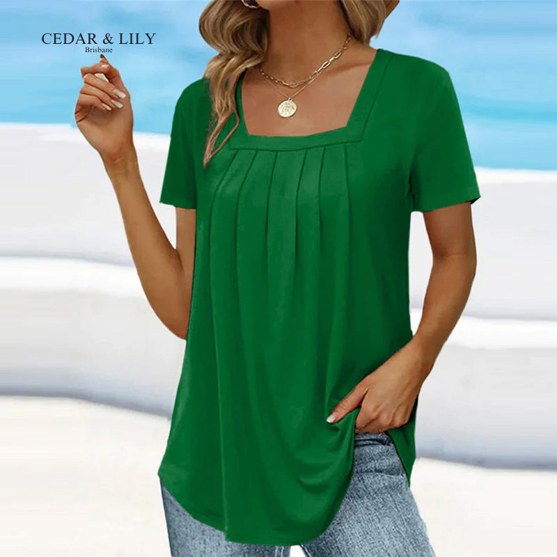 Giulia™ | Chic Pleated Square-Neck Top - Buy One, Get One FREE!