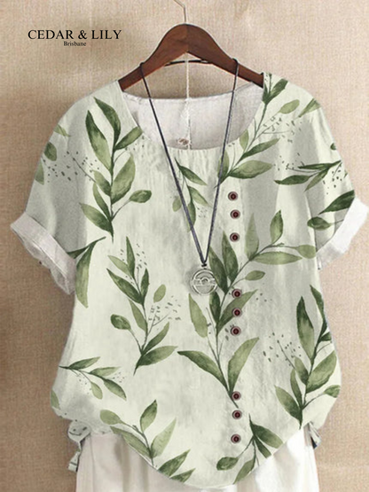 Ivy™ | Effortlessly Stylish Botanical Button-Up Blouse