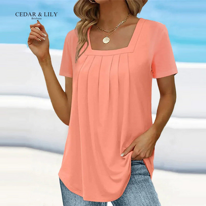 Giulia™ | Chic Pleated Square-Neck Top - Buy One, Get One FREE!