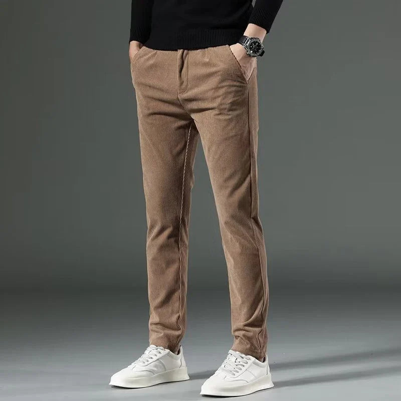 Chic Slim-Fit Corduroy Trousers