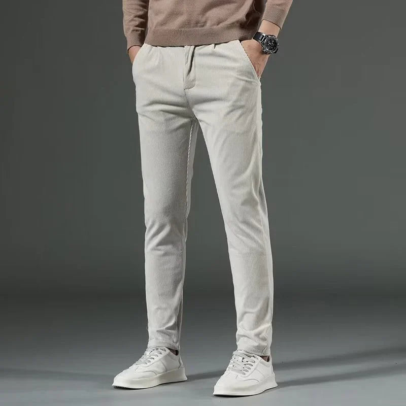 Chic Slim-Fit Corduroy Trousers