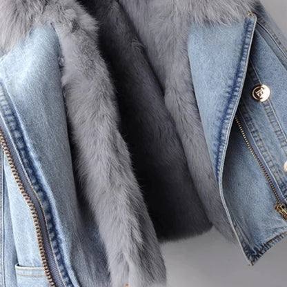 CÉLESTINE™ FOX FURR DENIM JACKET