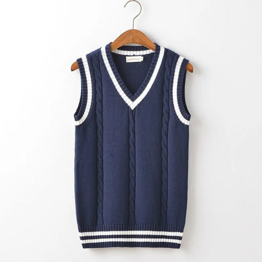 Chic V-Neck Knit Sleeveless Sweater